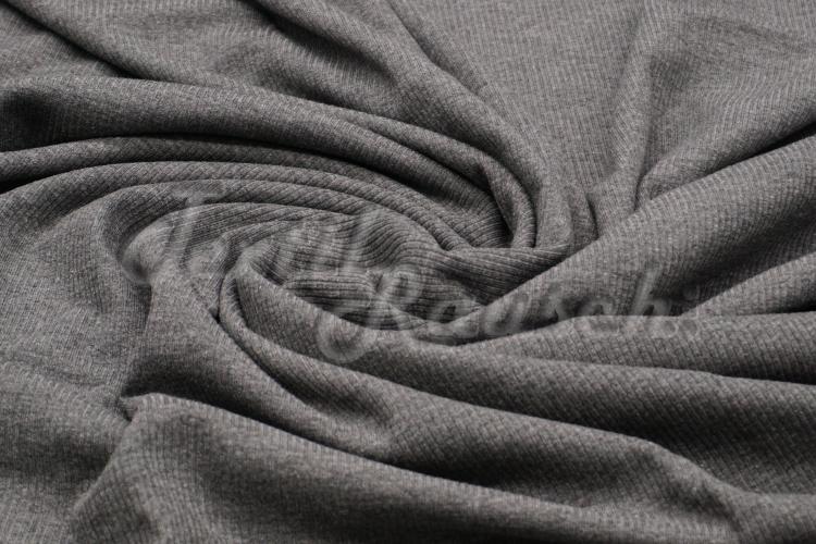 Rippstrickjersey Dunkelgrau meliert